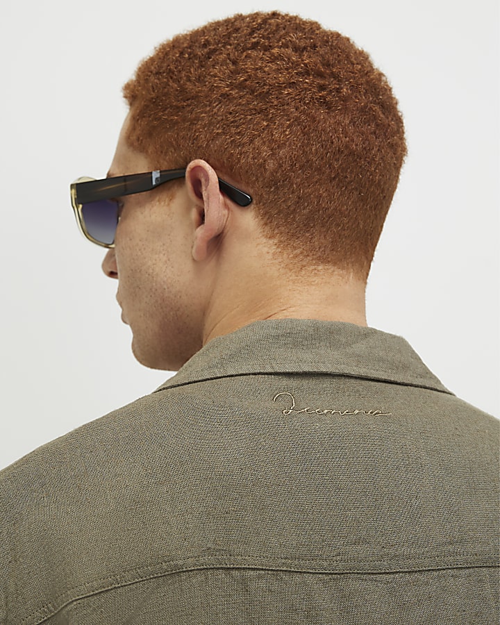 Khaki Regular Fit Linen Blend Shirt