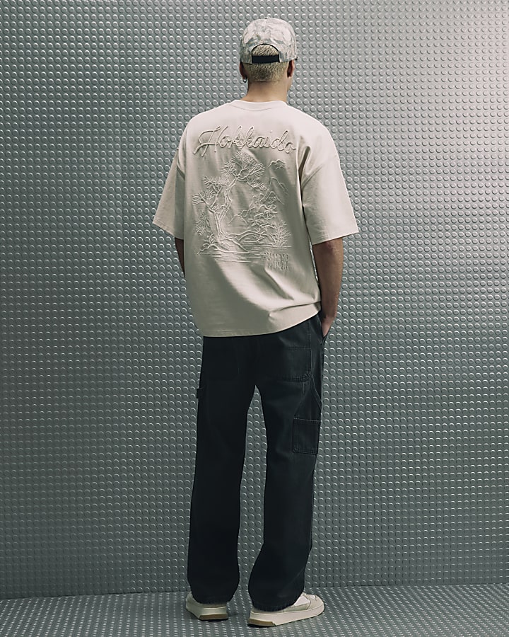 Black Loose Fit Washed Carpenter Jeans