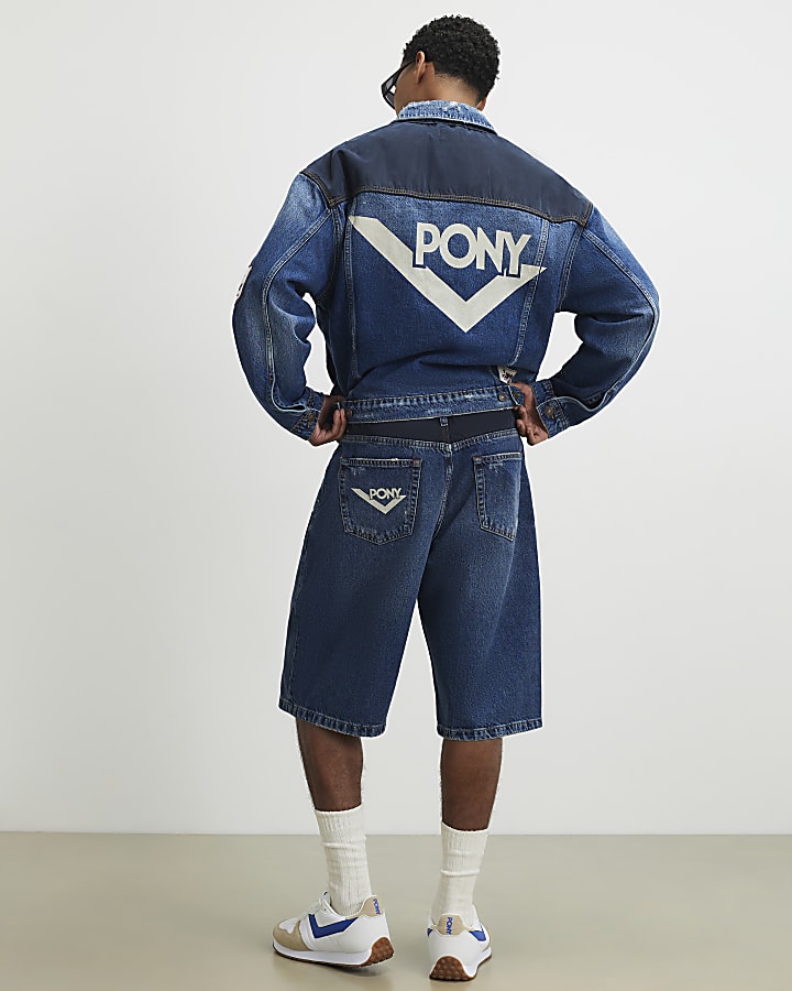 Blue Washed Badge Jorts