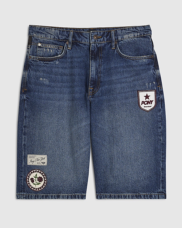 Blue Washed Badge Jorts
