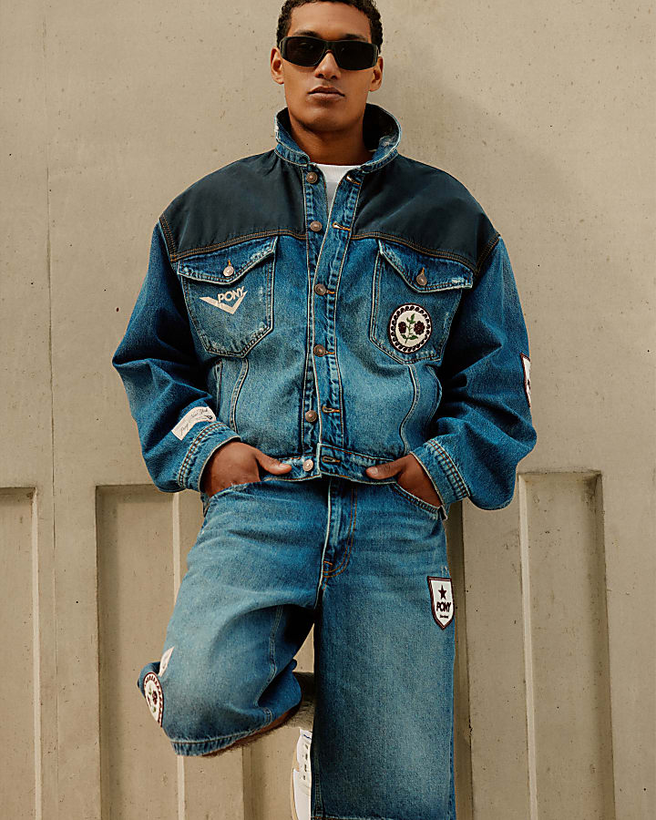Blue Washed Badge Jorts
