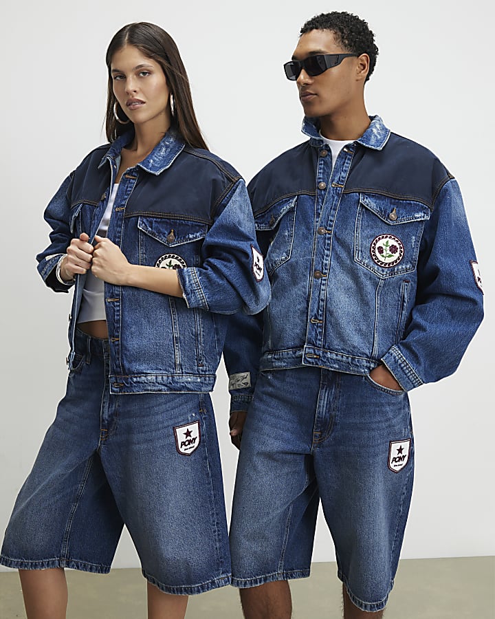 Blue Washed Badge Jorts