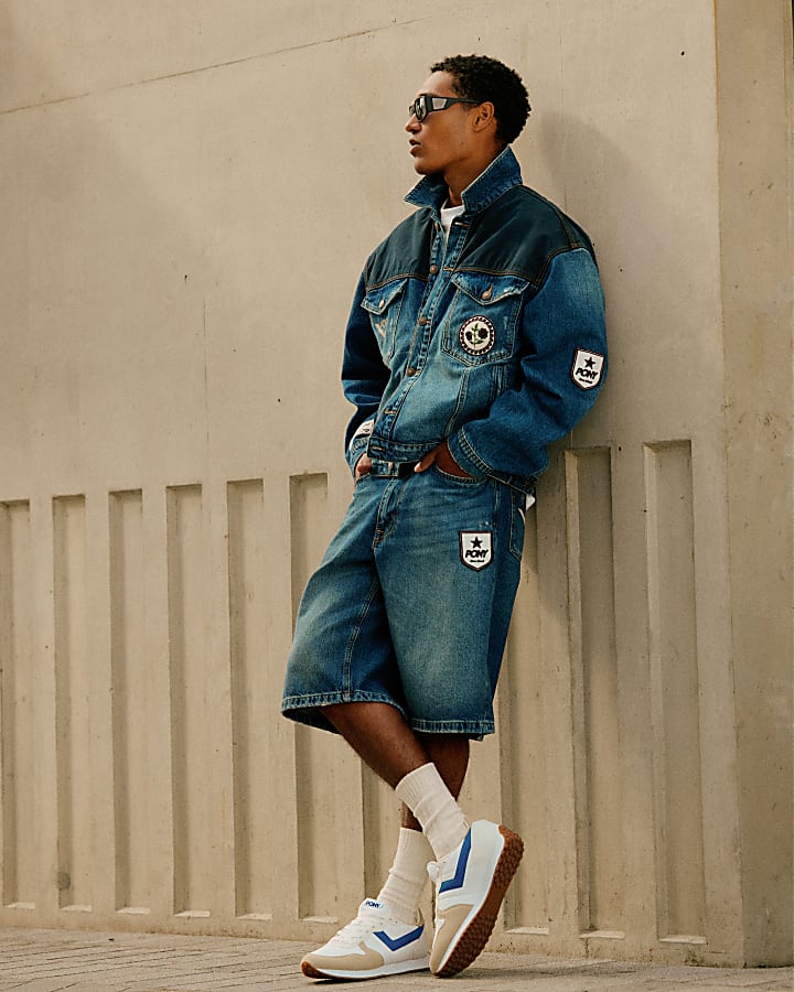 Blue Washed Badge Jorts