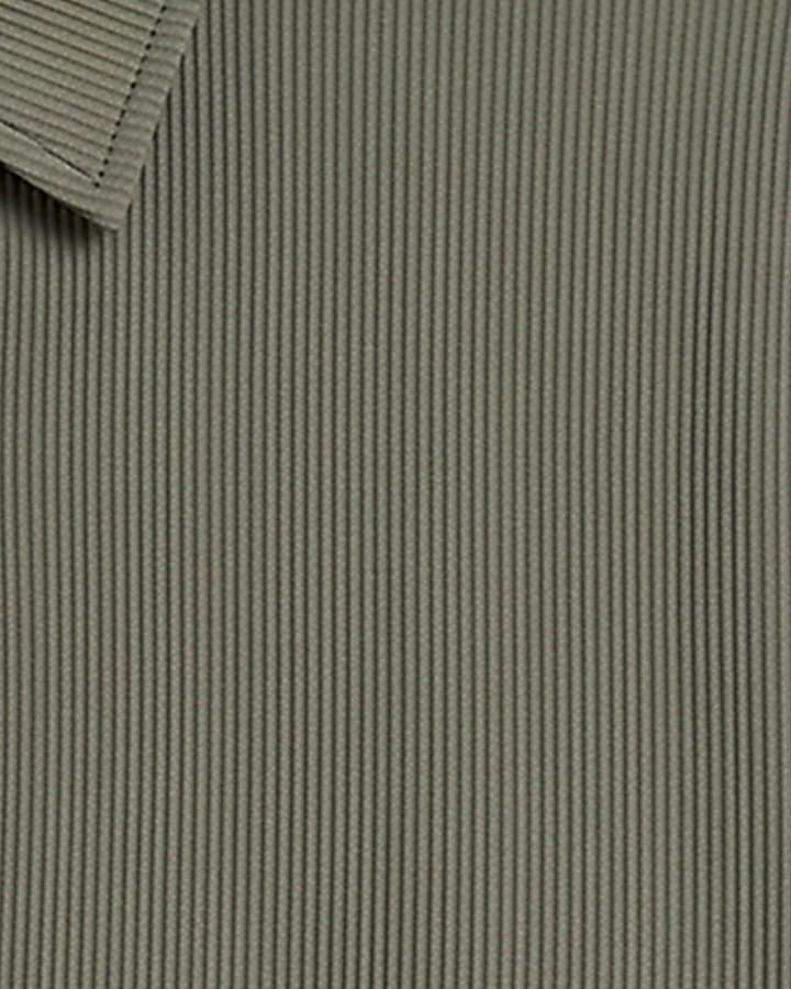 Khaki Muscle Fit Ribbed Shirt