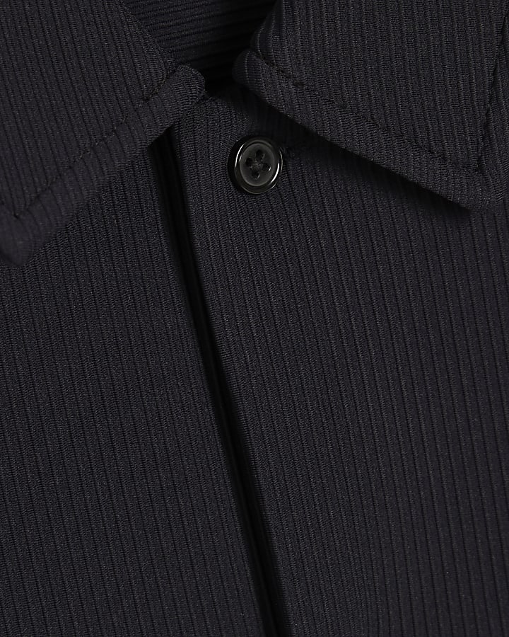 Black Muscle Fit Ribbed Shirt
