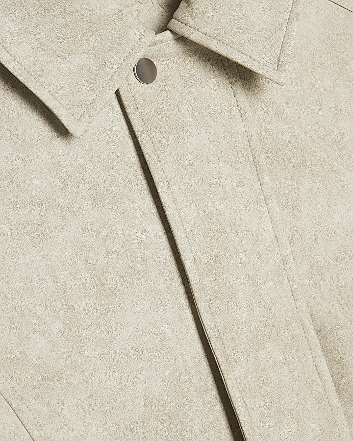 Grey Faux Leather Washed Jacket