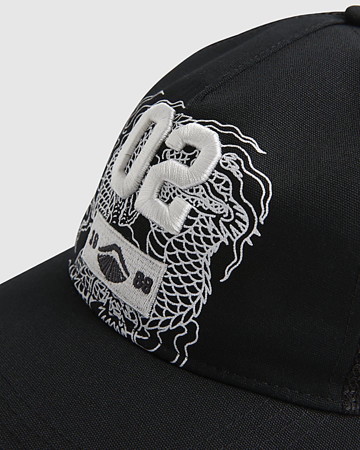 Black Japanese Trucker Cap