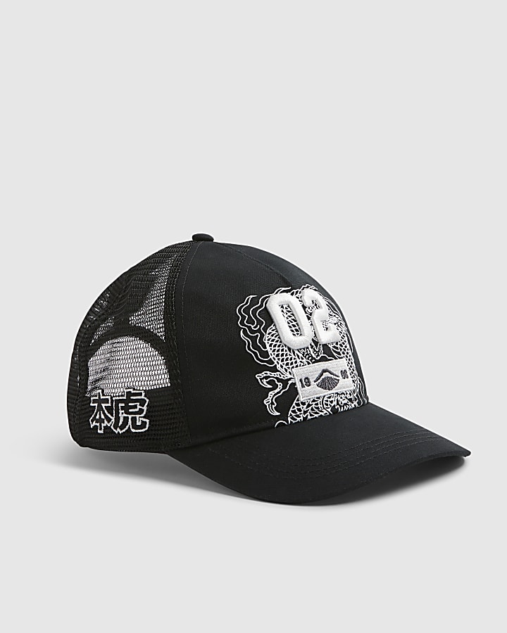 Black Japanese Trucker Cap