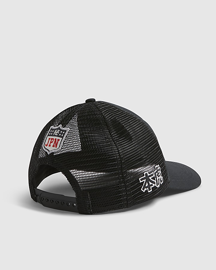 Black Japanese Trucker Cap