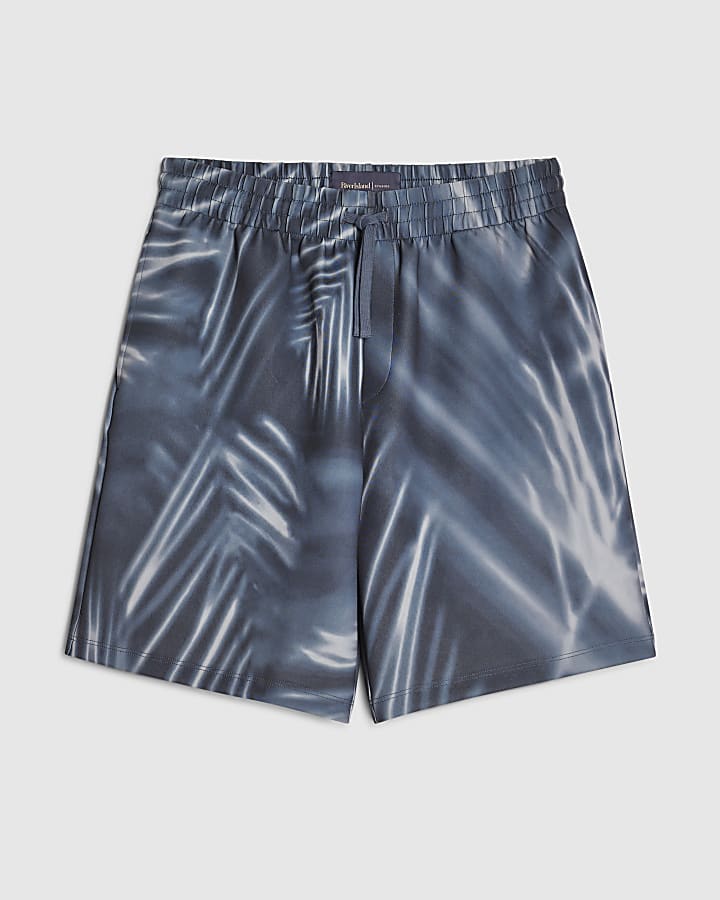 Black Regular Fit Palm Print Shorts
