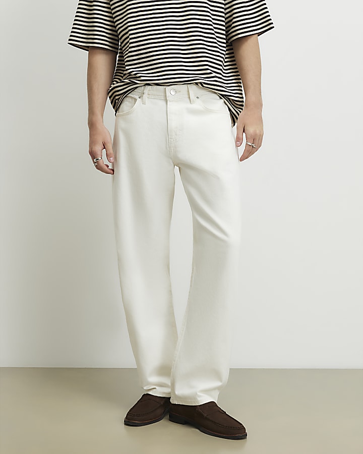 Cream Loose Fit Jeans