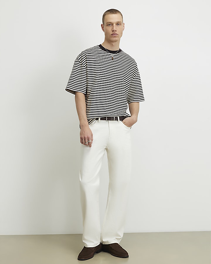 Cream Loose Fit Jeans