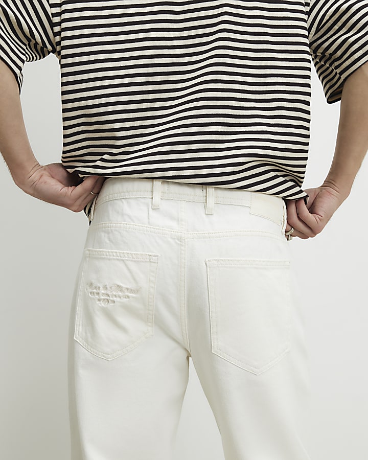 Cream Loose Fit Jeans