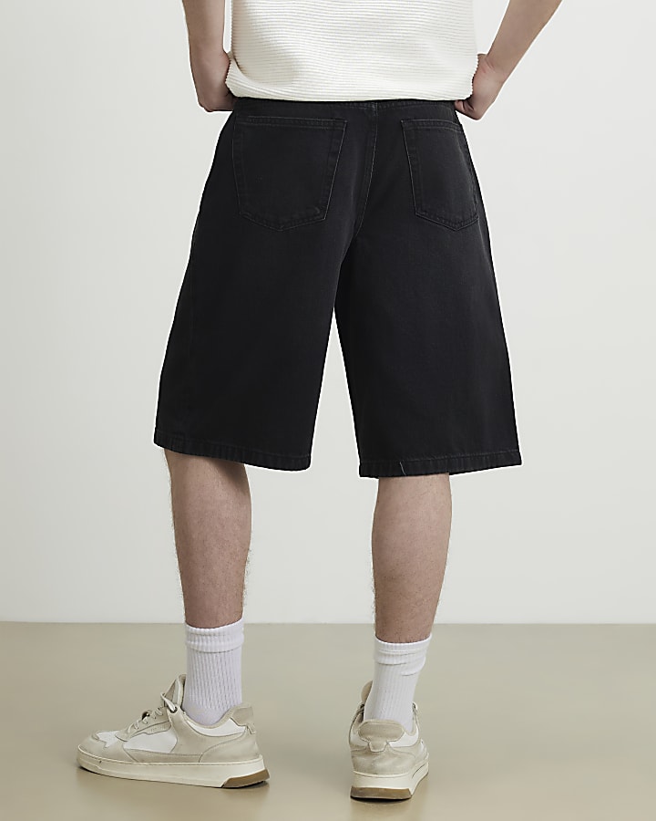 Black Washed Denim Jorts