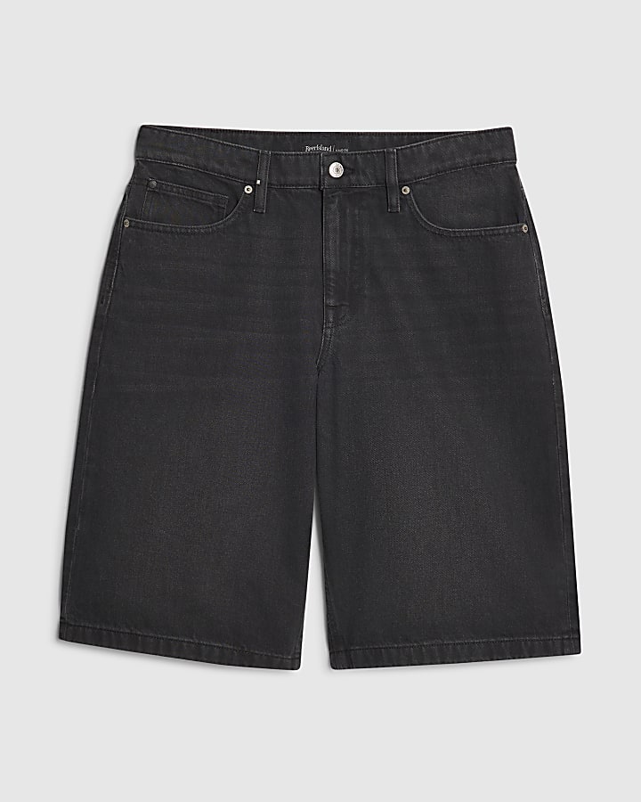 Black Washed Denim Jorts