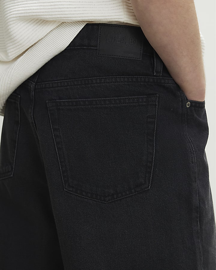 Black Washed Denim Jorts