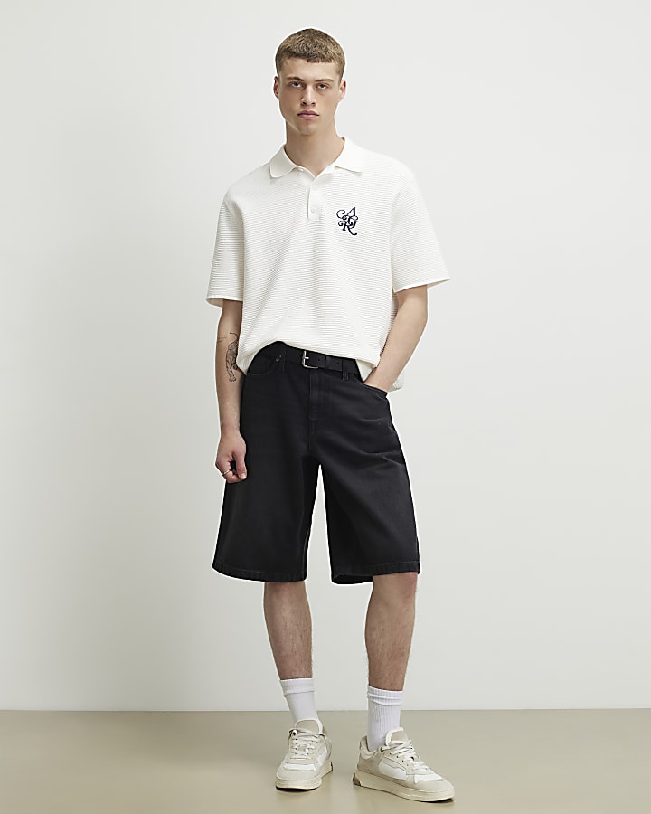 Black Washed Denim Jorts