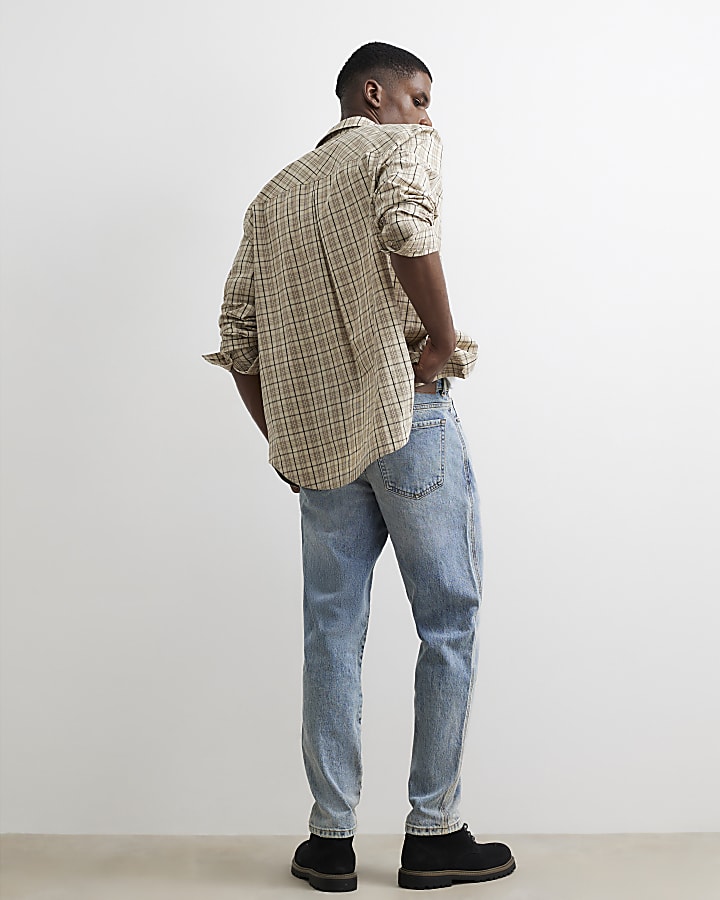 Blue Washed Tapered Jeans