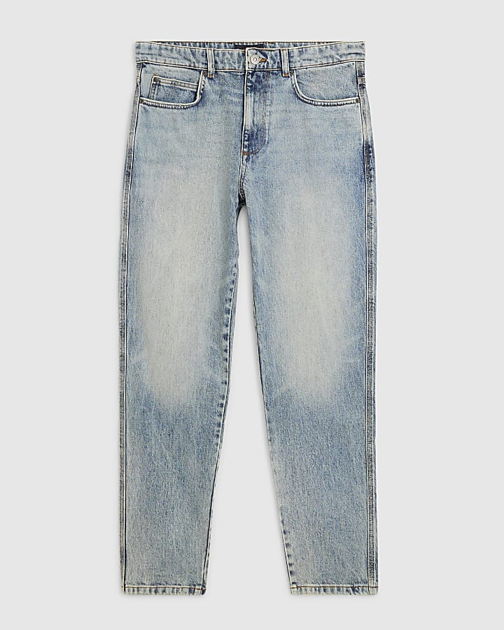 Blue Washed Tapered Jeans