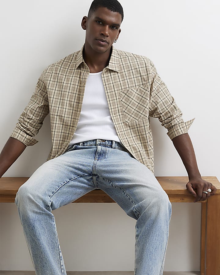 Blue Washed Tapered Jeans