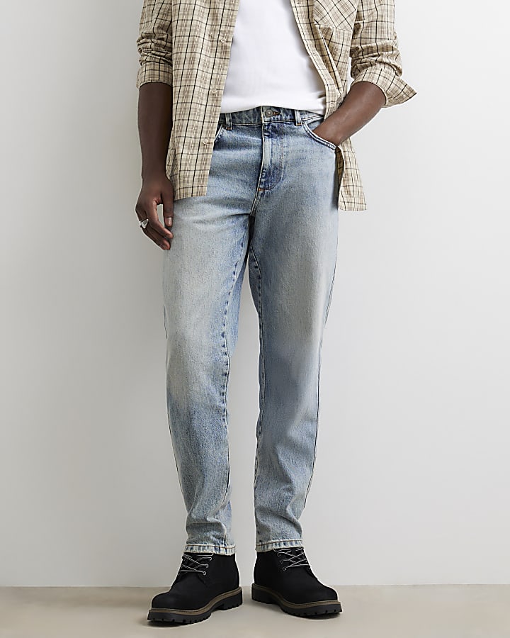 Blue Washed Tapered Jeans