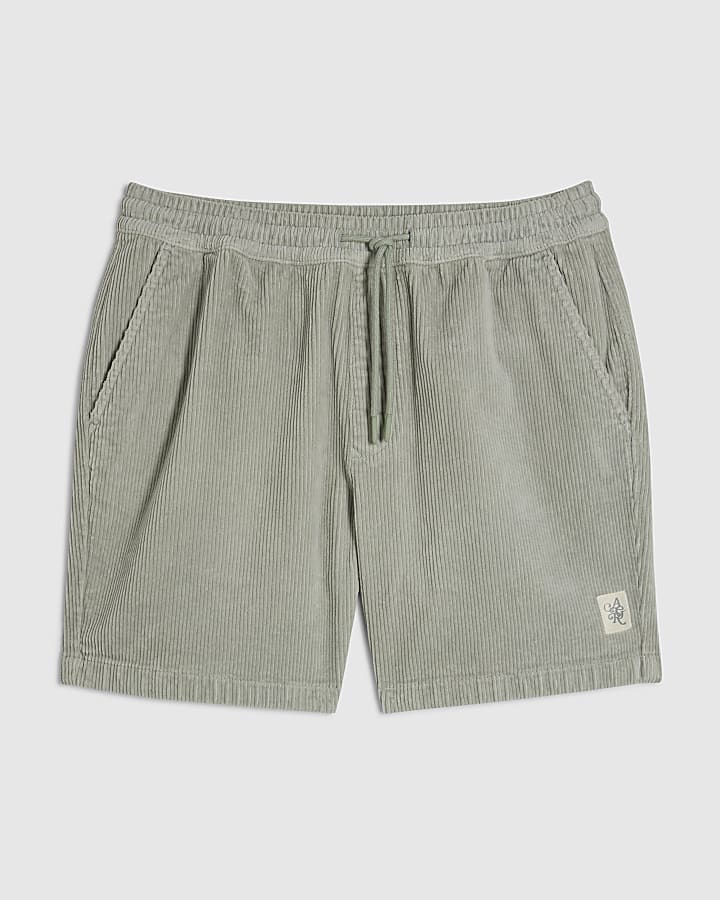 Green Regular Fit Corduroy Shorts