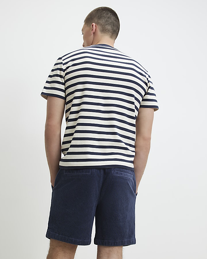 Blue Regular Fit Corduroy Shorts