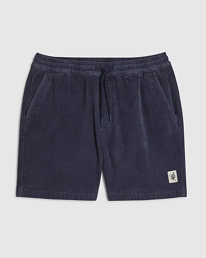 Blue Regular Fit Corduroy Shorts