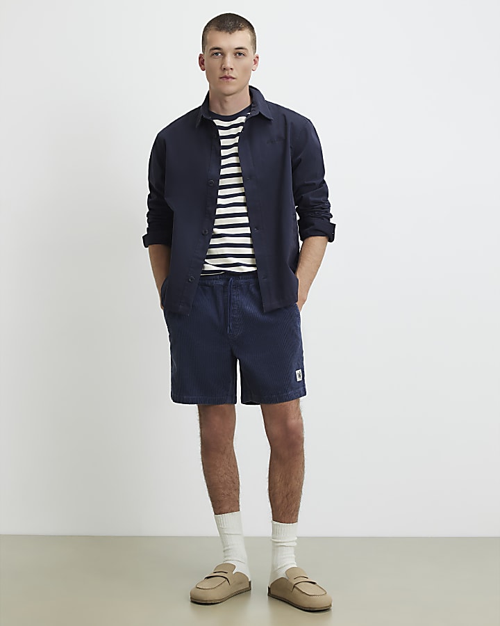 Blue Regular Fit Corduroy Shorts
