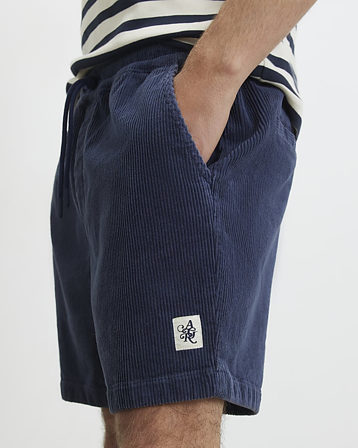 Blue Regular Fit Corduroy Shorts