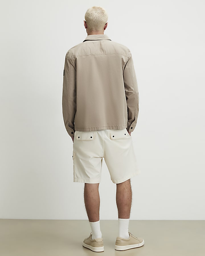 White Regular Fit Cargo Shorts