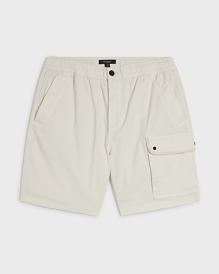White Regular Fit Cargo Shorts