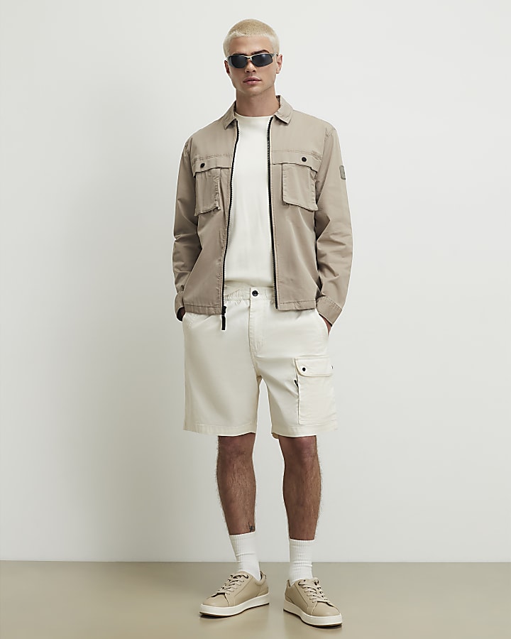 White Regular Fit Cargo Shorts