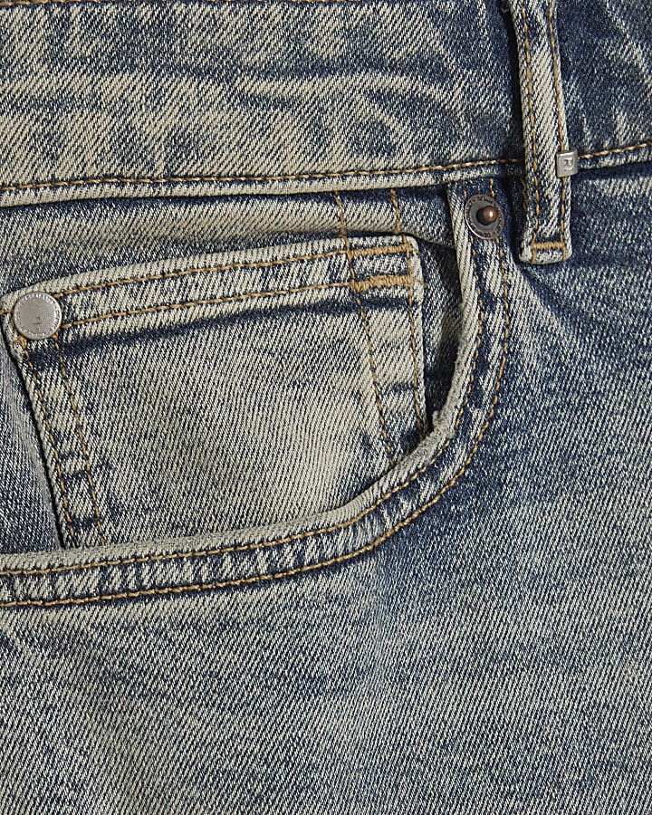 Blue Slim Fit Washed Ripped Jeans