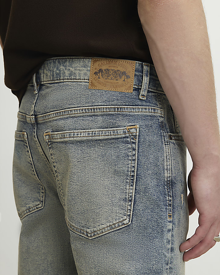 Blue Slim Fit Washed Ripped Jeans