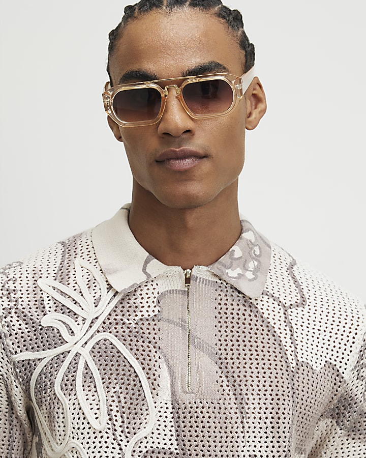 Cream Crochet Polo Shirt