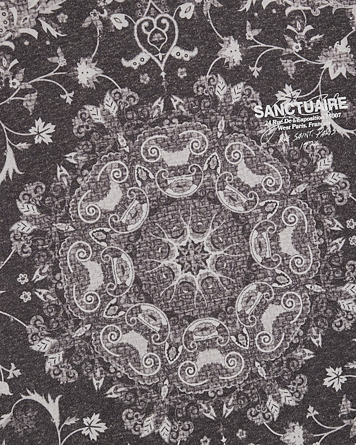 Black Oversized Sanctuaire Tapestry T-Shirt