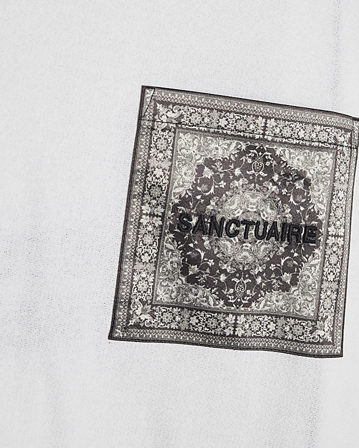 White Oversized Tapestry Patch T-Shirt