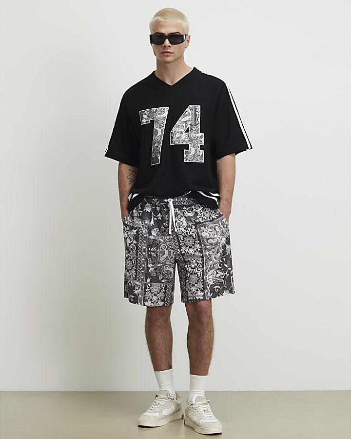 Black Oversized Fit Tapestry 74 T-Shirt
