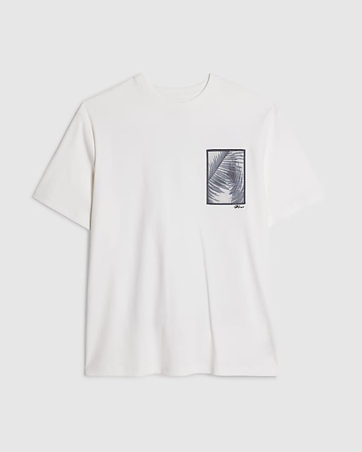 White Regular Fit Palm Patch T-Shirt