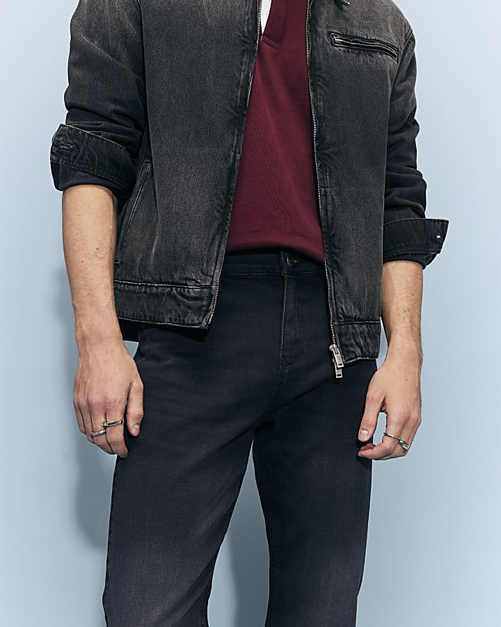 Black Slim Fit Washed Jeans