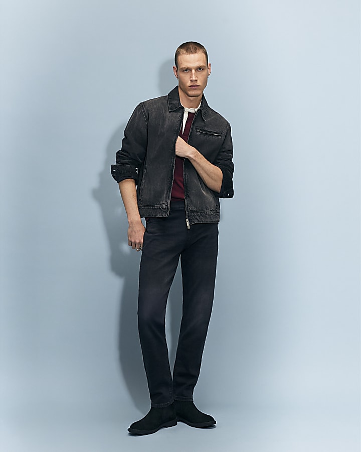 Black Slim Fit Washed Jeans