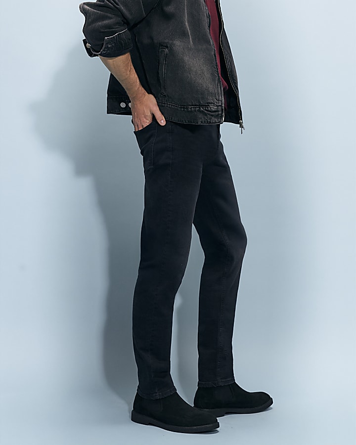 Black Slim Fit Washed Jeans