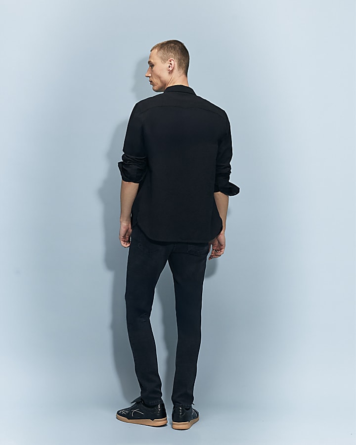 Black Skinny Fit Washed Jeans