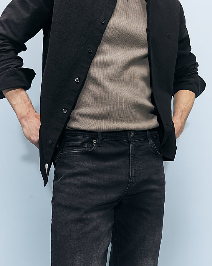 Black Skinny Fit Washed Jeans