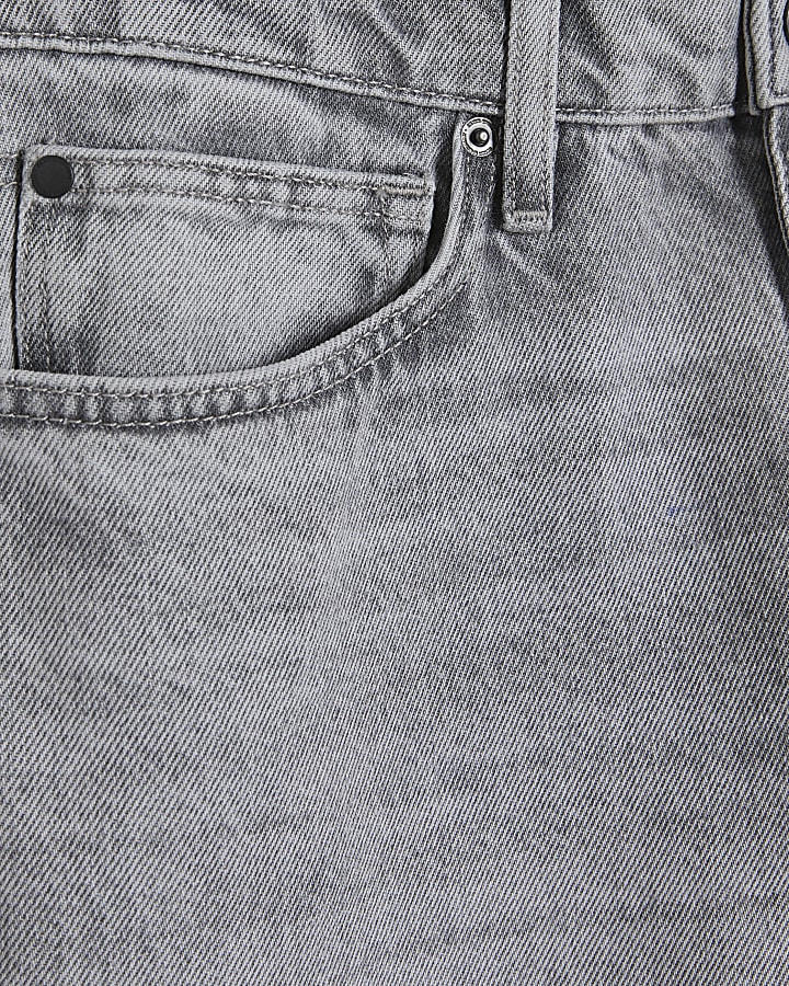Grey Loose Fit Embroidered Jeans