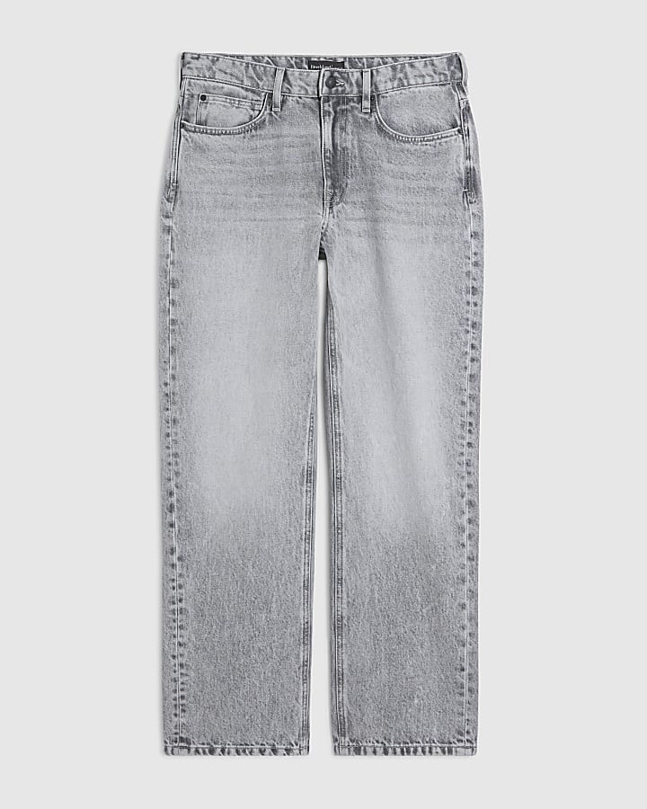 Grey Loose Fit Embroidered Jeans