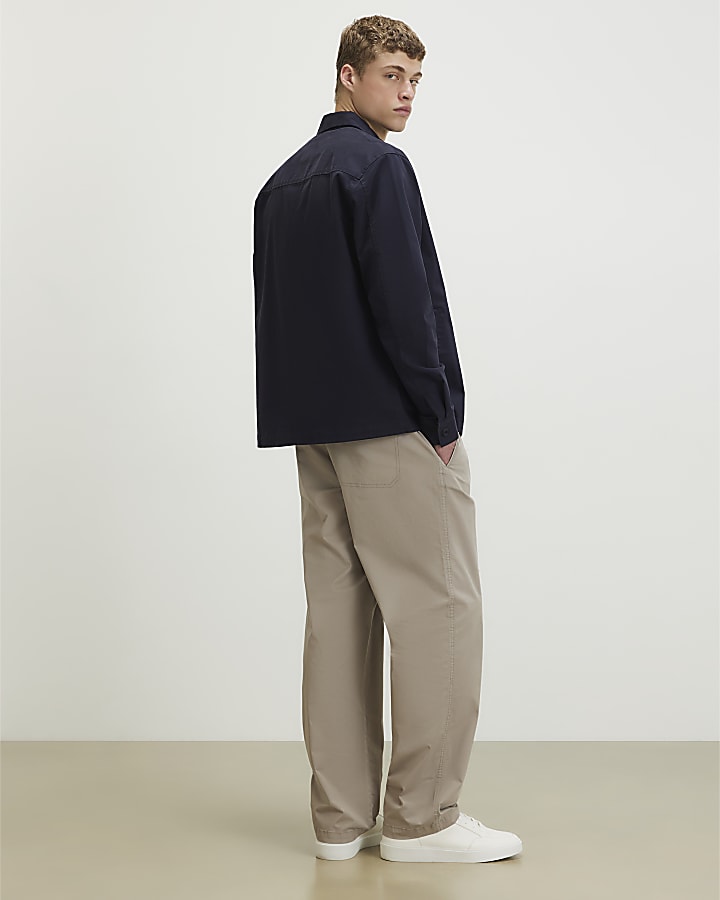 Beige Loose Fit Trousers