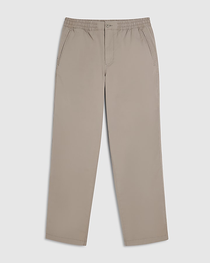 Beige Loose Fit Trousers