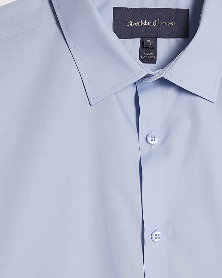 Blue Slim Fit Short Sleeve Shirt